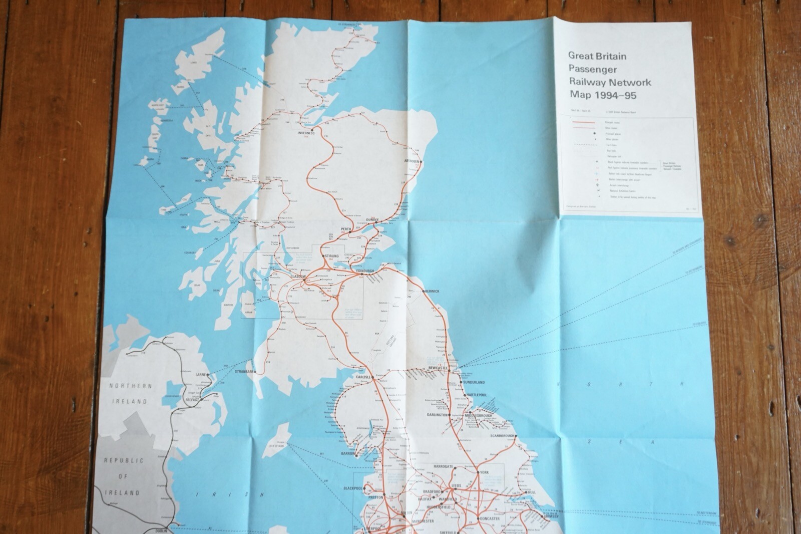 1994 1995 British Rail Passenger Network Railway Map VGC