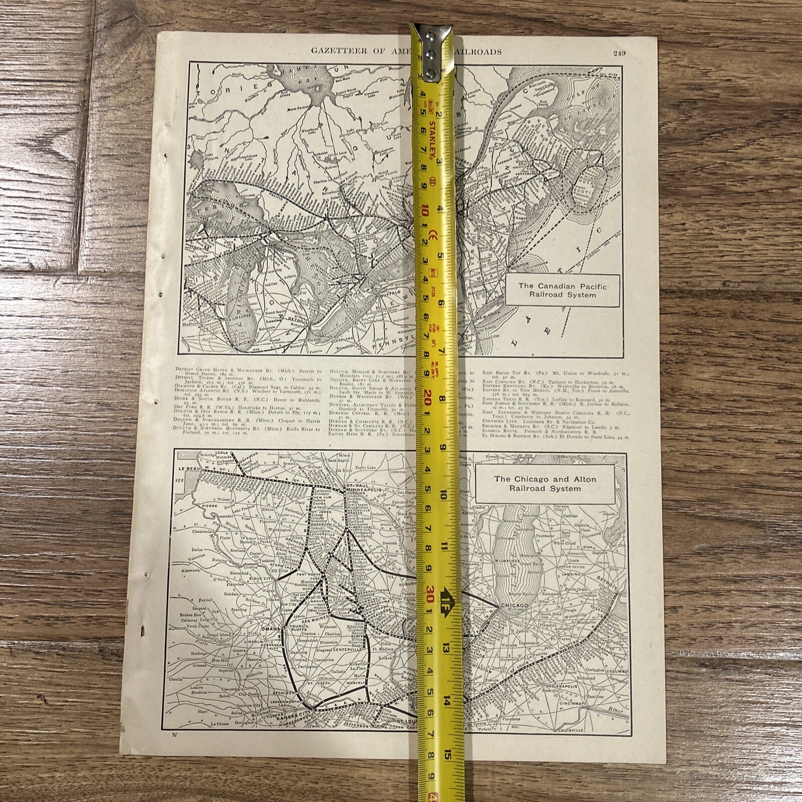 Antique 1917 Map Of The Canadian Pacific & Chicago/Alton Railroad System 11×15