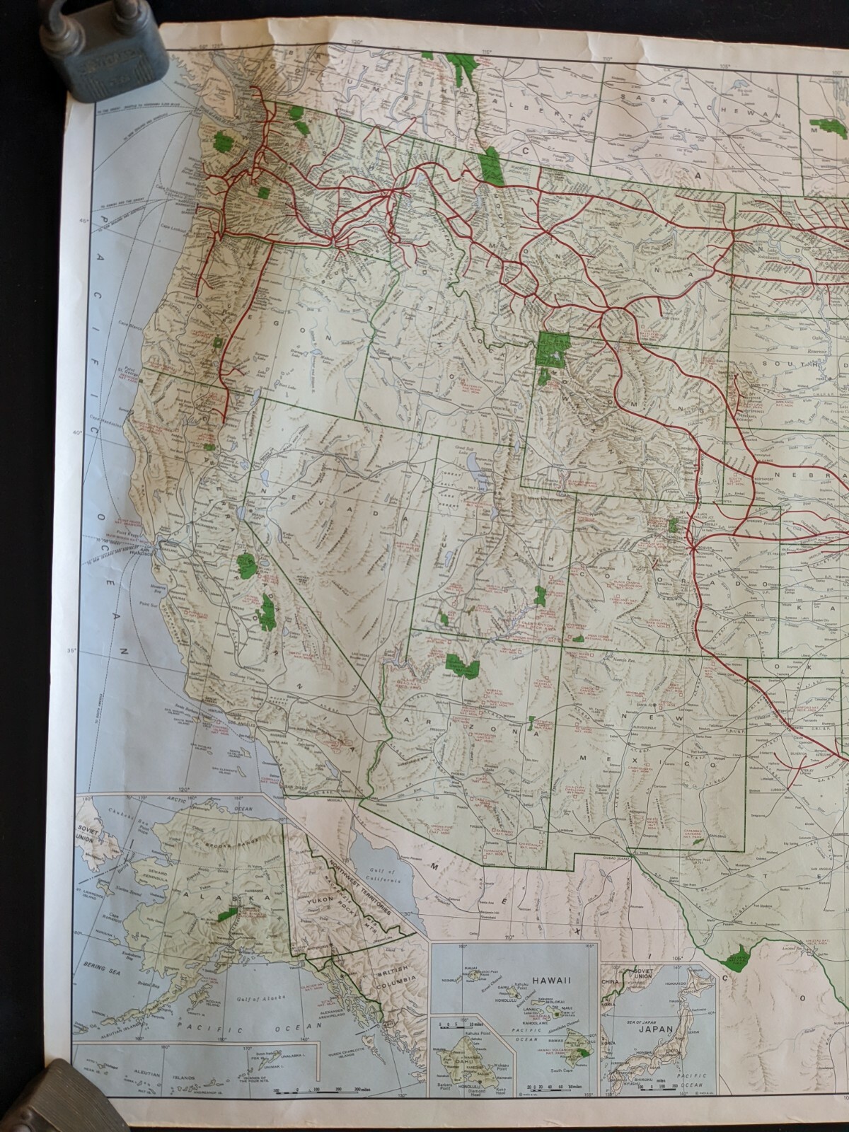 1971 Burlington Northern RR United States Route Map 32.5 x 21 Wall map