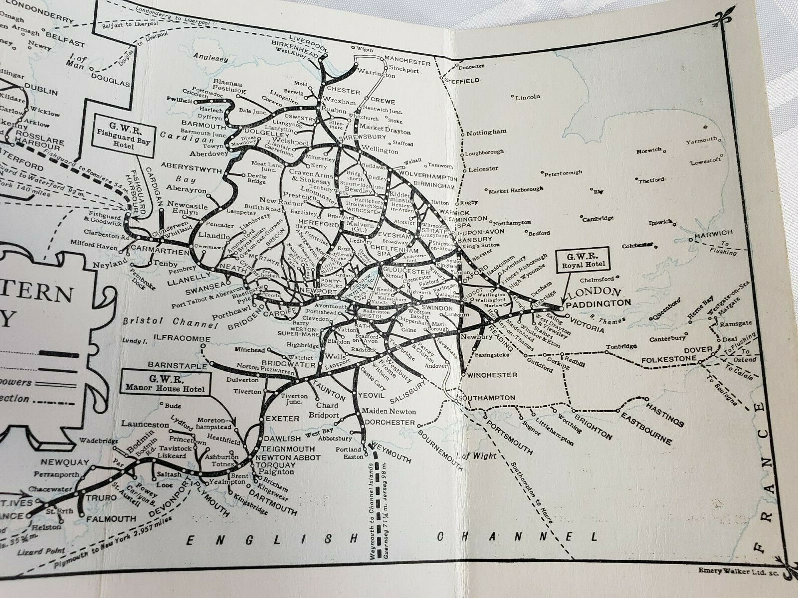 MAP OF THE GREAT WESTERN RAILWAY VINTAGE RAILROAD REFERENCE BOOKLET TRAIN ROUTE