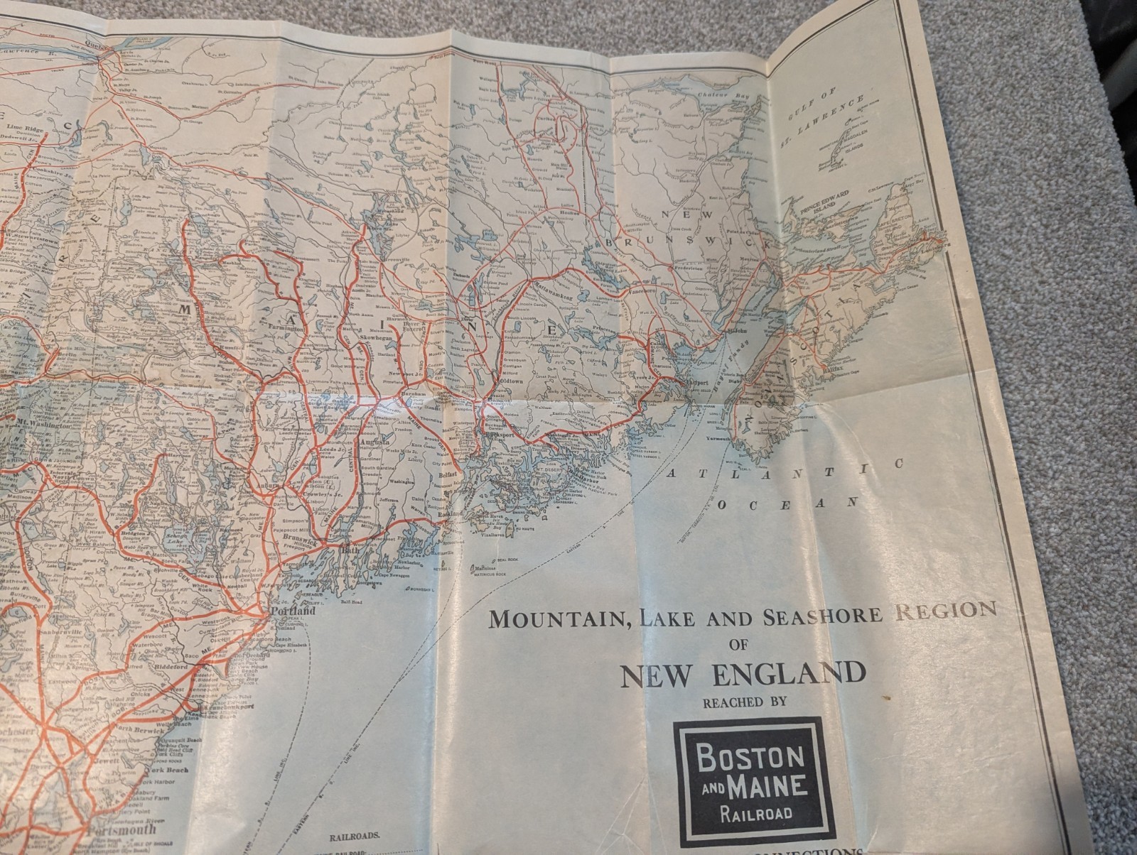 Boston And Maine Railroad Map New England Mountain Lake Seashore Early 1900s