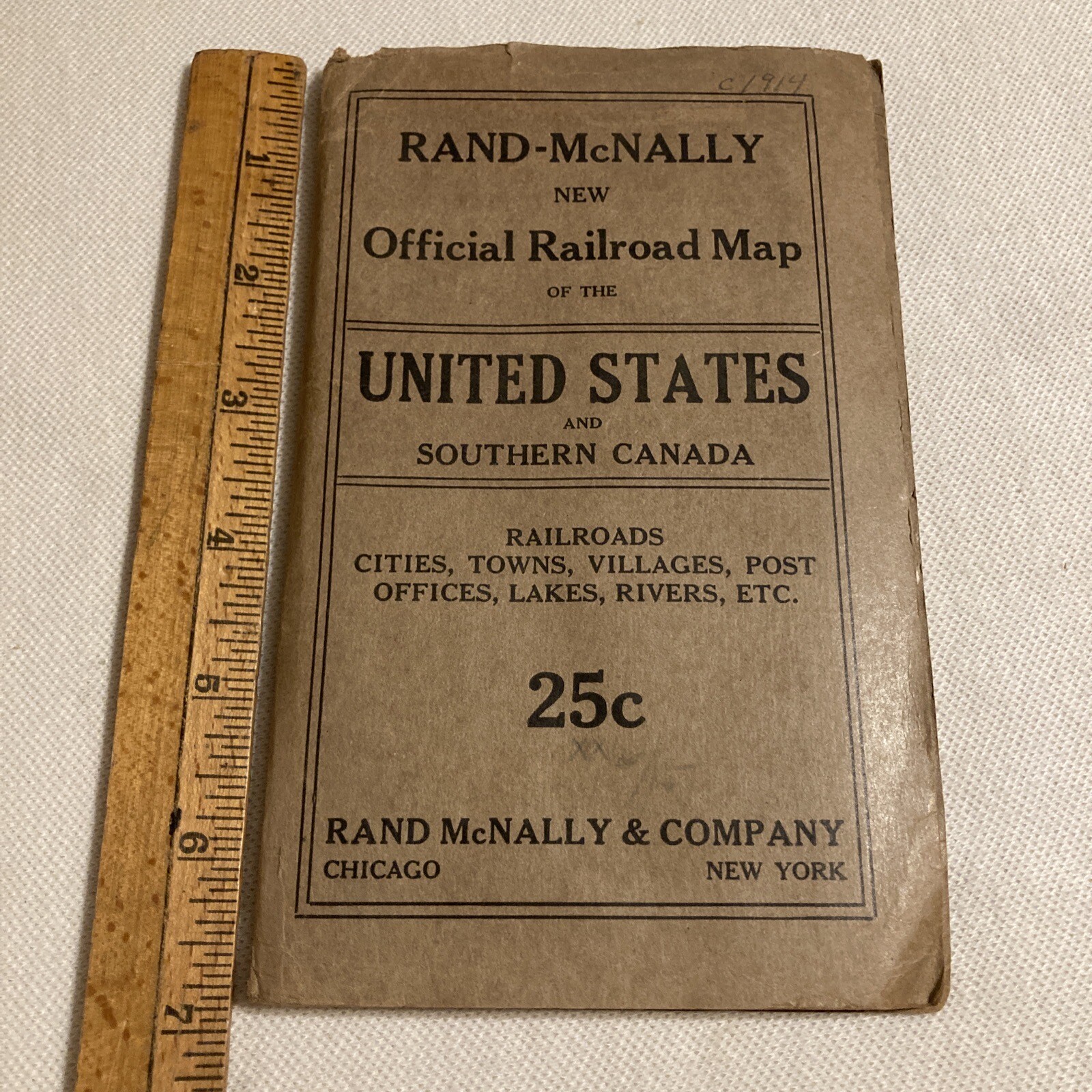 Rand-McNally Official Railroad Map Of The US and Canada 1915