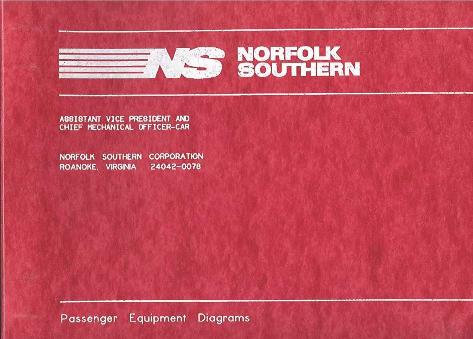 Norfolk Southern 1985 Passenger Equipment Diagrams and Data PDF Pages on DVD