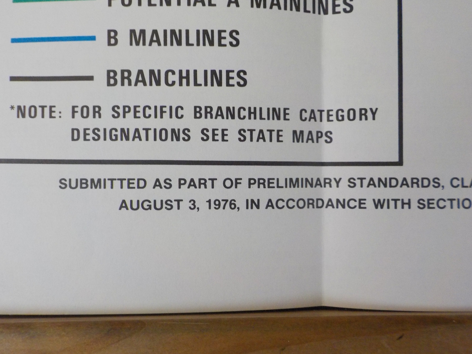 Map Preliminary mainline and branchline designations for Class I railroads 1976