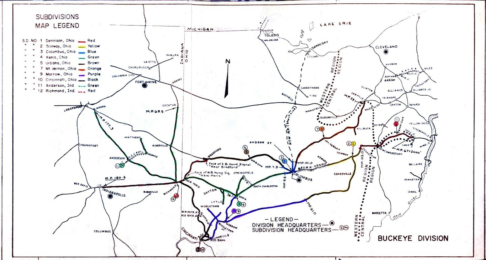 Pennsylvania Railroad Buckeye Division Industry Track Chart PDF pages on DVD