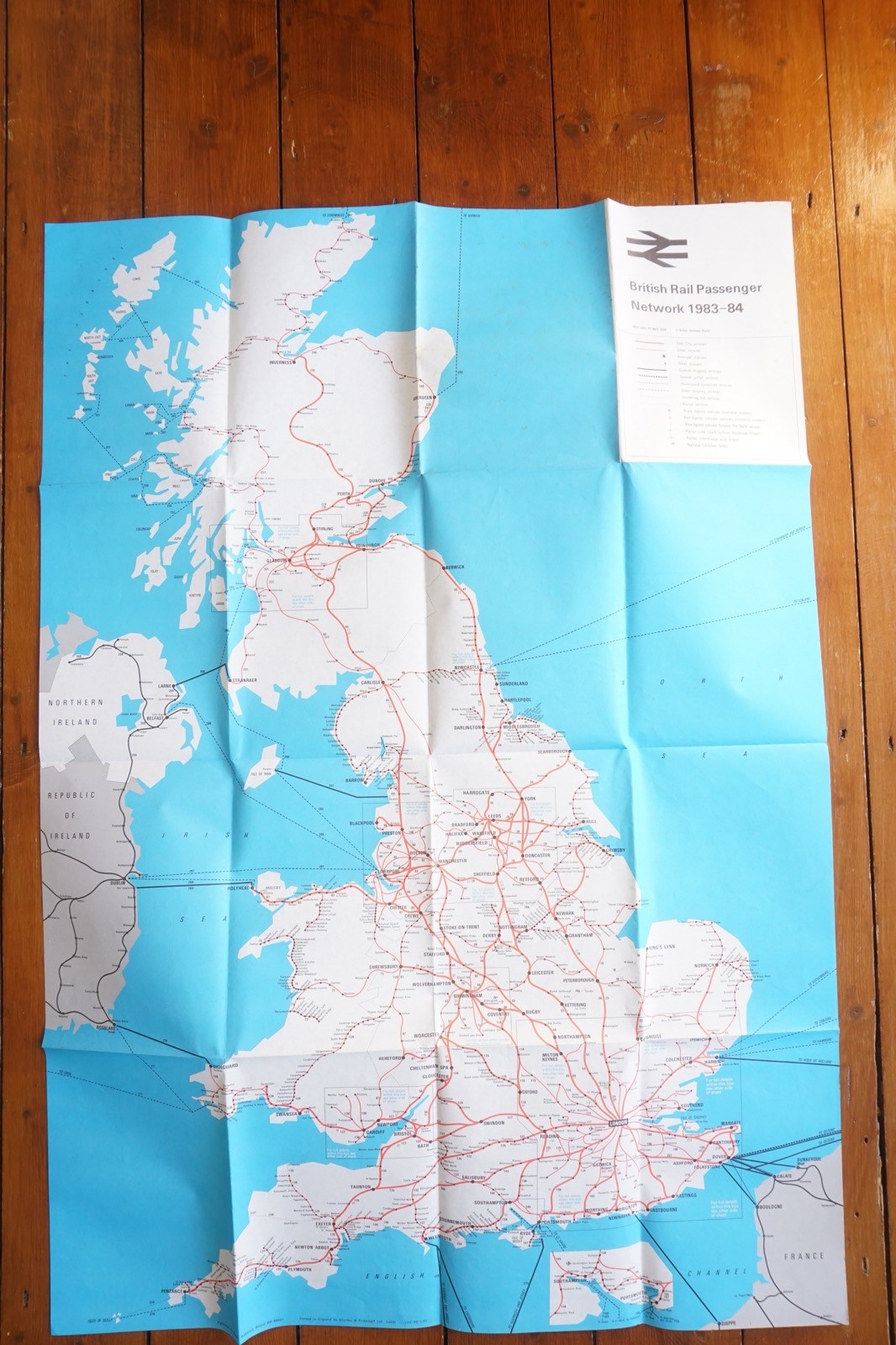 1983 1984 British Rail Passenger Network Railway BR Map