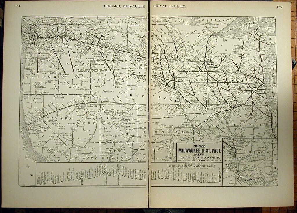 1925 CHICAGO MILWAUKEE & ST. PAUL M&STP RY SYSTEM MAP ILLINOIS DEPOT HISTORY