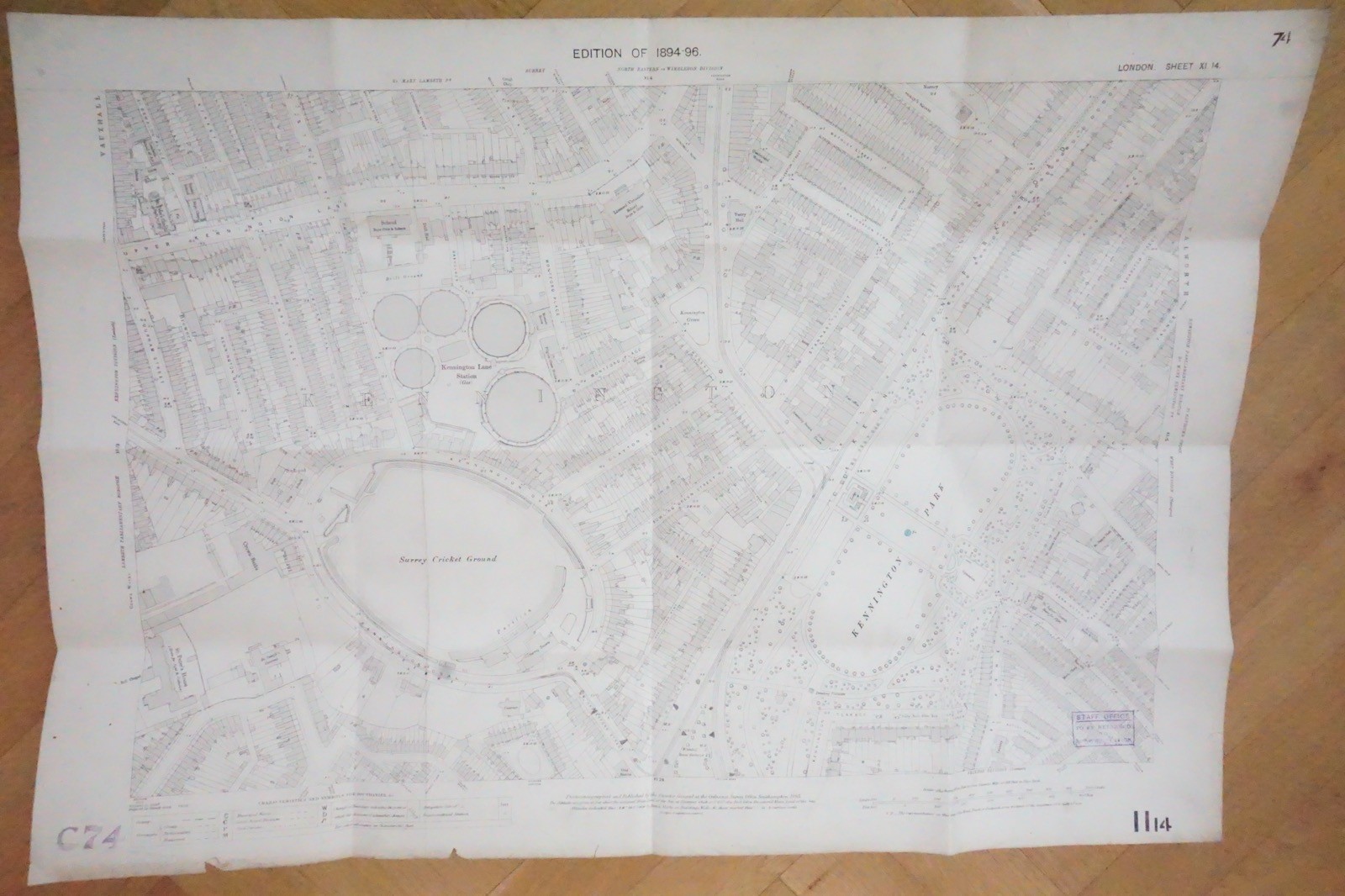 1896 Kennington Oval Cricket Ground London Railway OS Railway Map *
