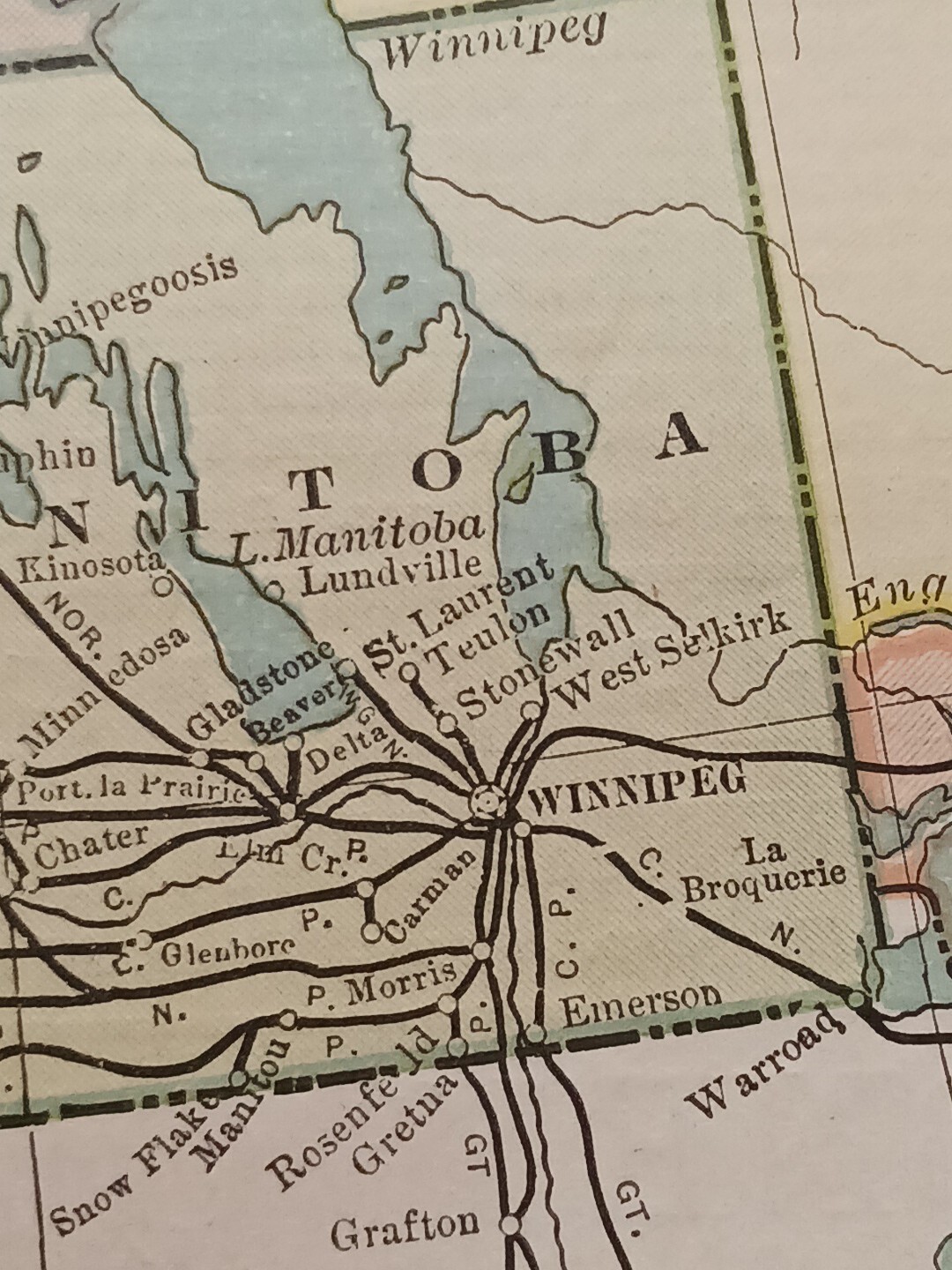 1902 Train Route Map Western Canada Railroad All Lines Station Towns 11×9″ Dated