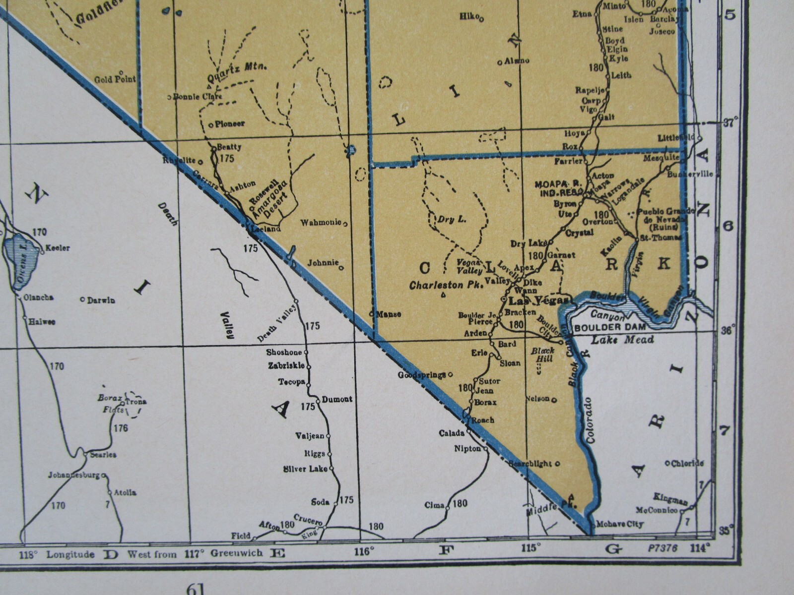 NV NH PRE WWII 1939 NEVADA RAILROAD Map TONAPAH TIDEWATER RR ~or~ NEW HAMPSHIRE