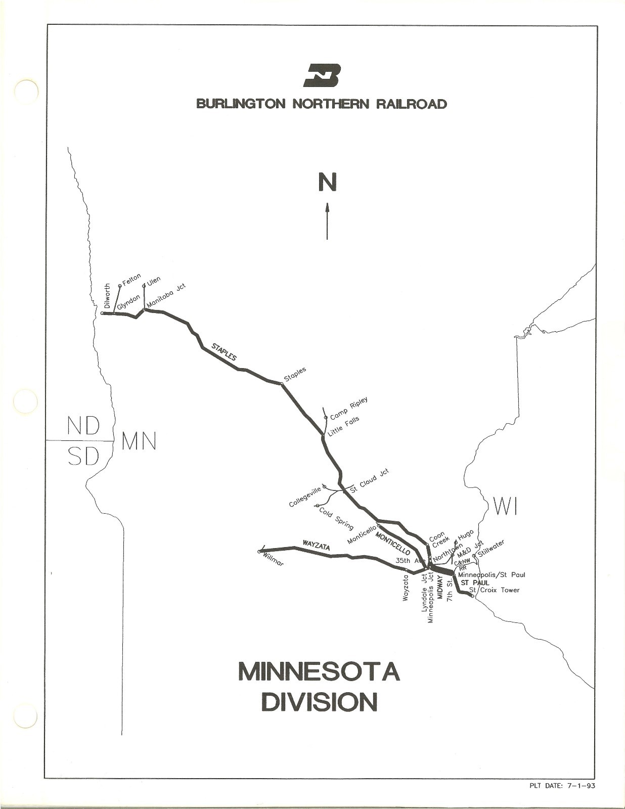 Burlington Northern 1993 Minnesota Division Track Charts PDF Pages on DVD