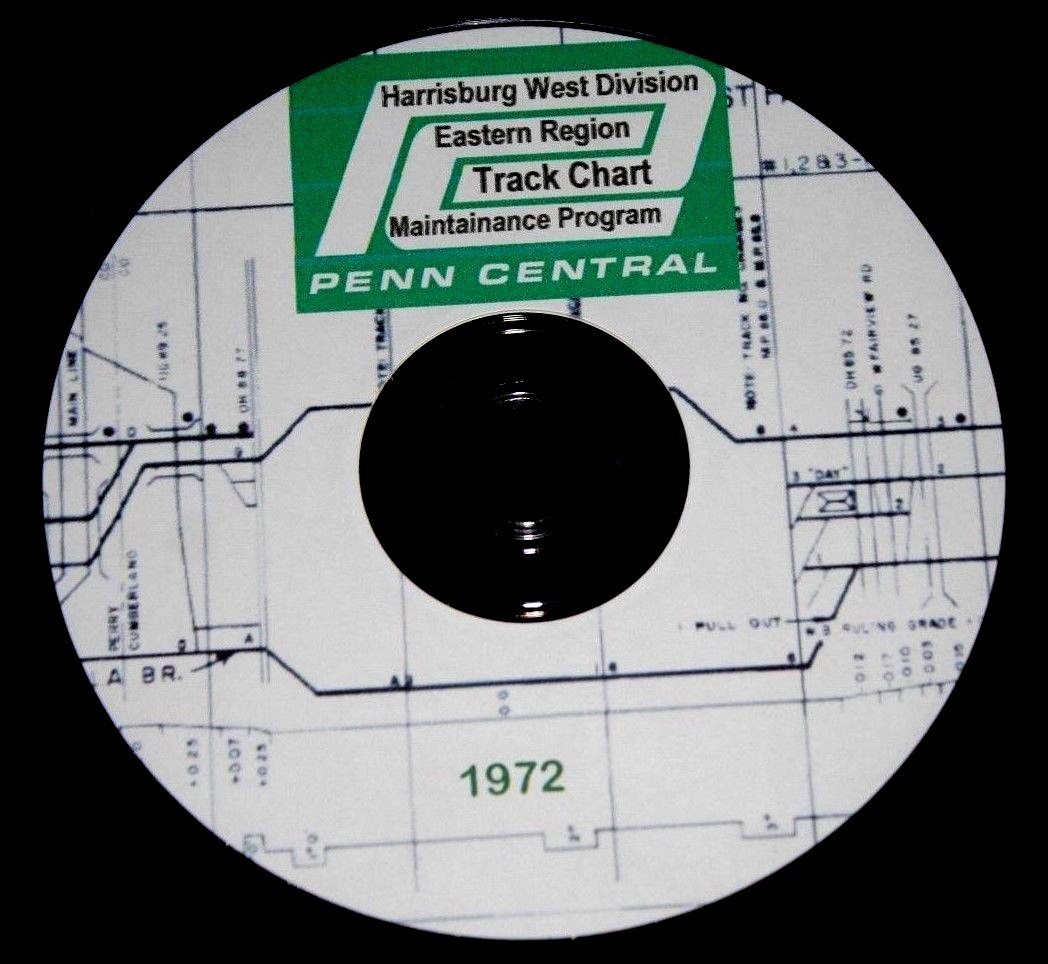 Penn Central 1972 Harrisburg West Div Track Chart PDF Pages on DVD – New Listing