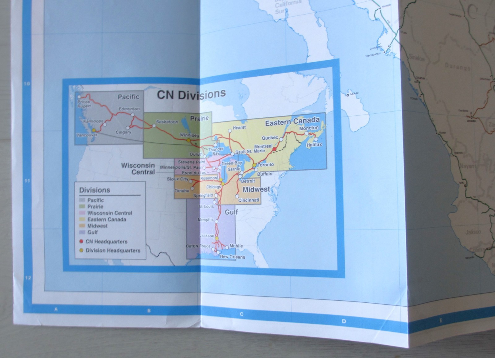 Vintage 2002 Canadian National Railway CN System Map Canada