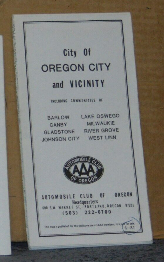 1981 Street Map of Oregon City, Oregon