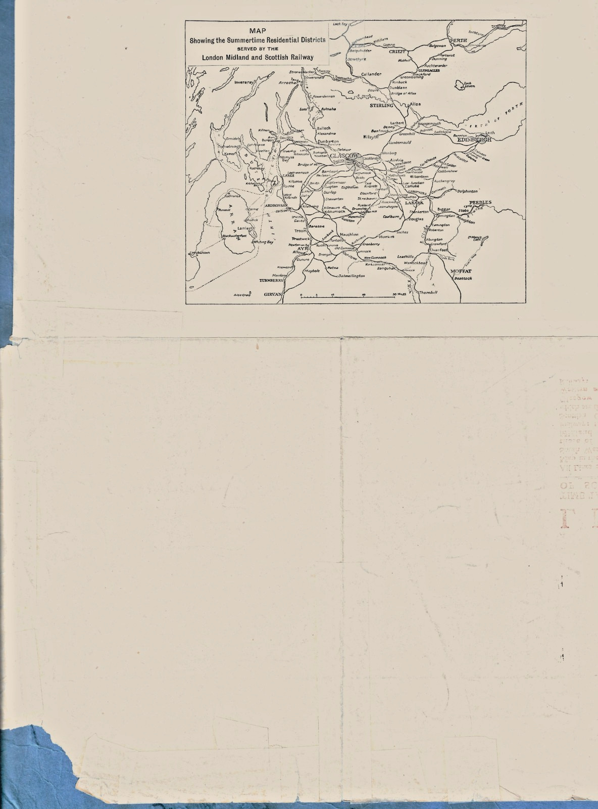 c1910 London Midland and Scottish Railway Time Table Map of Scotland ~ LMS Map