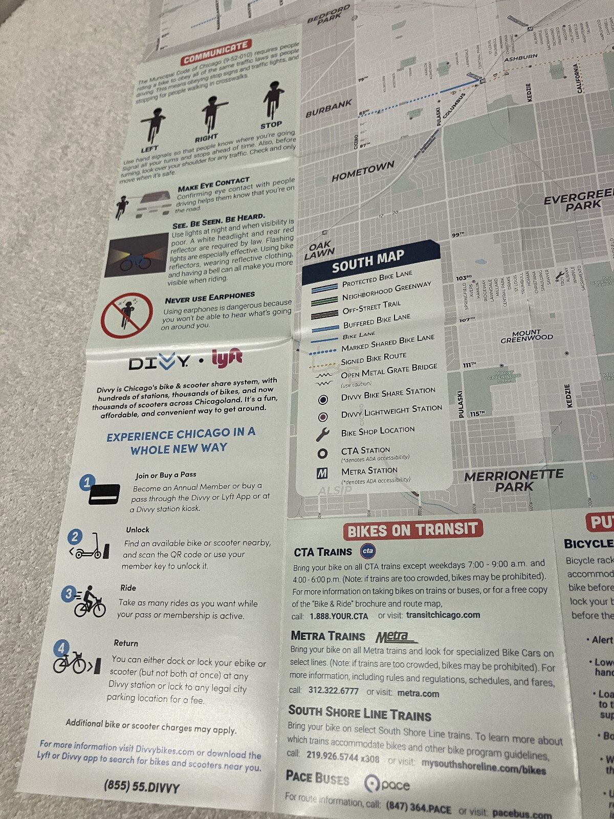 New CHICAGO BIKE MAP Hand-Held Foldable 2-Sided Trails, Bike Lanes & Routes 2024