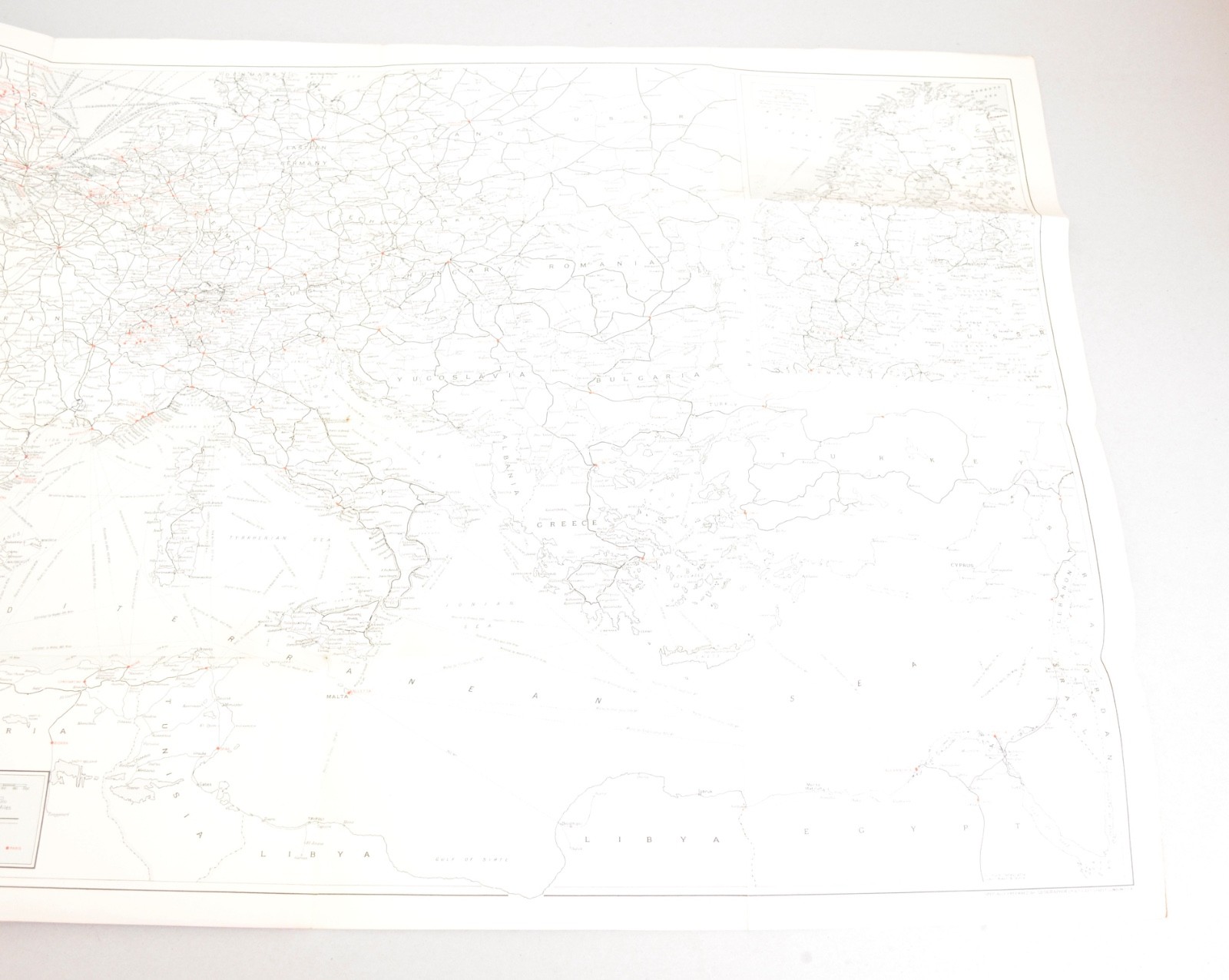 Railway Steamer Pocket Map Cook’s Map of Europe 1955 Edition