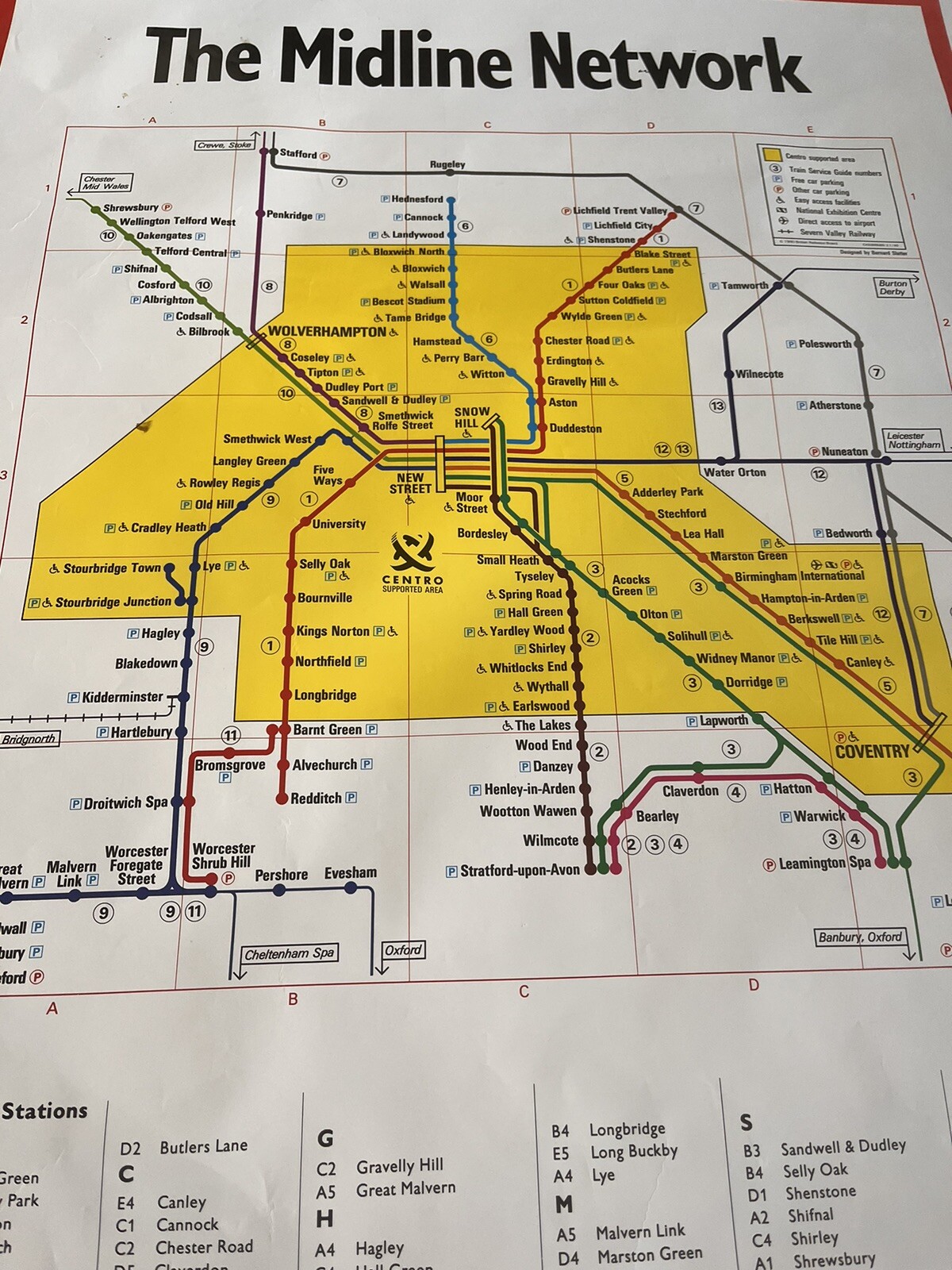 Rare 1990’s The Midline Network CENTRO Railway Station Route Map Poster