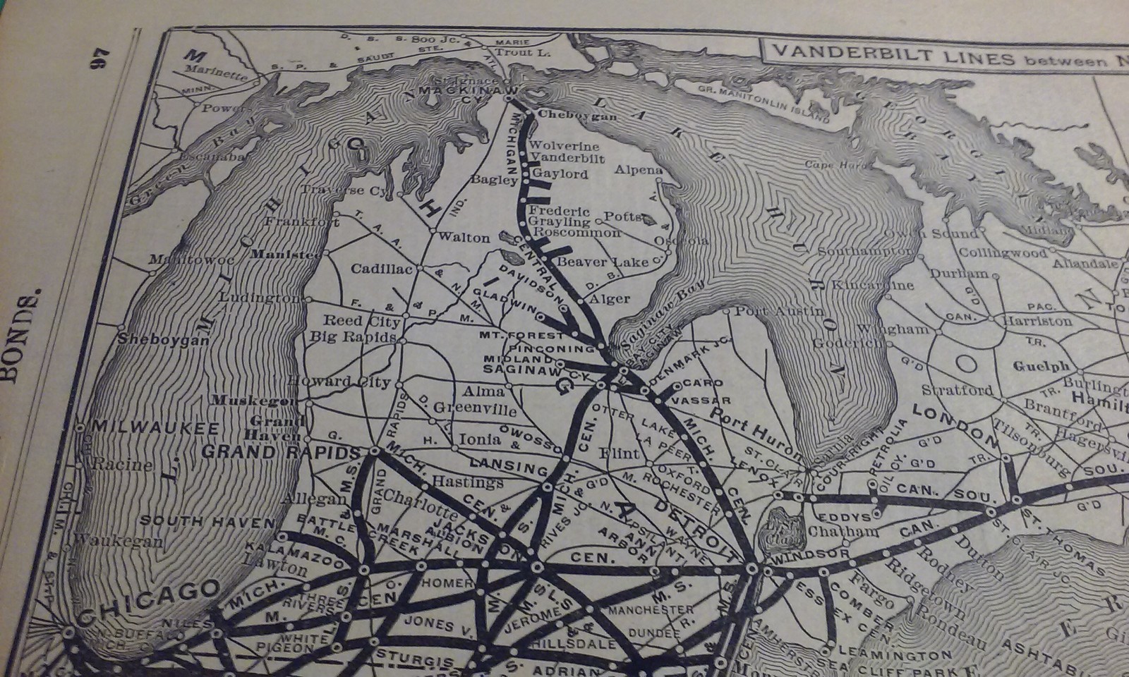 Rare 1903 Railroad Map VANDERBILT Lines New York-Chicago Railroad System &Routes