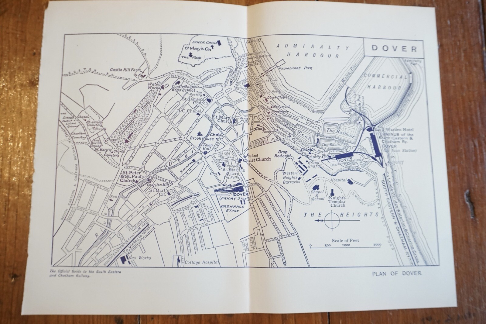 1912 South East & Chatham Railway Map of Dover VGC