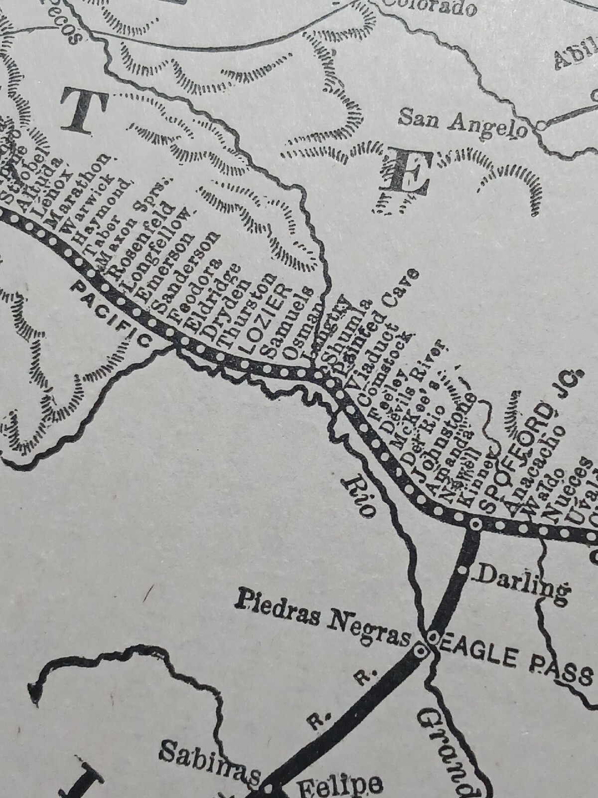 ☆1898 Train Route Map SOUTHERN PACIFIC RAILROAD Lines Atlantic Properties