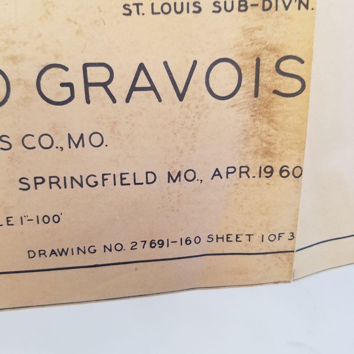 Vtg 1960 Frisco Railroad St Louis Huge Wall Map 87.5 x 26 SE Junction to Gravois