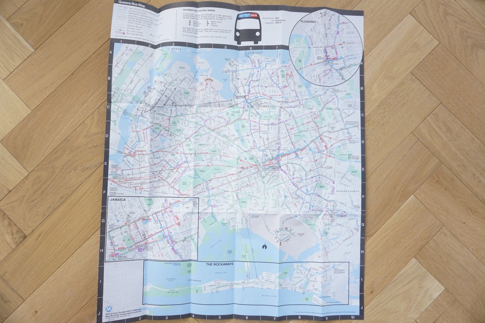 1989 Queens New York Bus Guide Bus Map VGC
