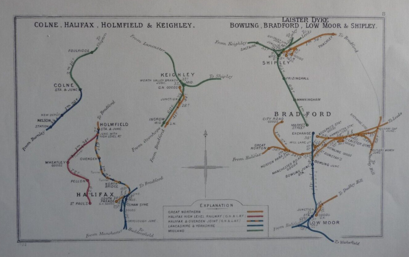 EB06 – 024 – Railway Clearing House Map – Bradford / Halifax- 1922