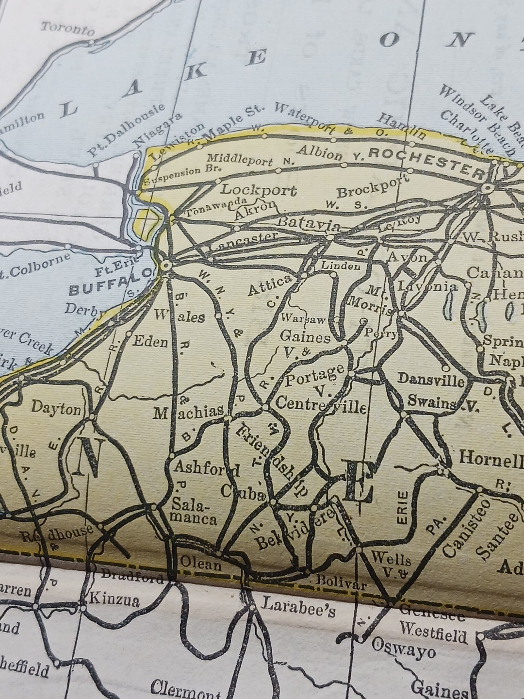 1897 Train Route Map NEW YORK NEW JERSEY all Railroad Lines Station Marked 9×11″