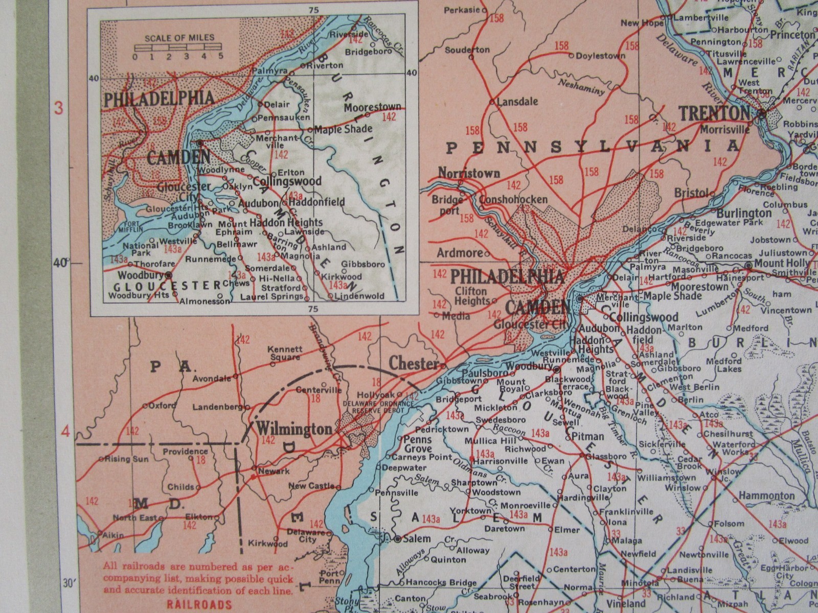 NJ NM 1951 NEW JERSEY RAILROAD Map. MORRISTOWN & ERIE RR ~or~ NEW MEXICO