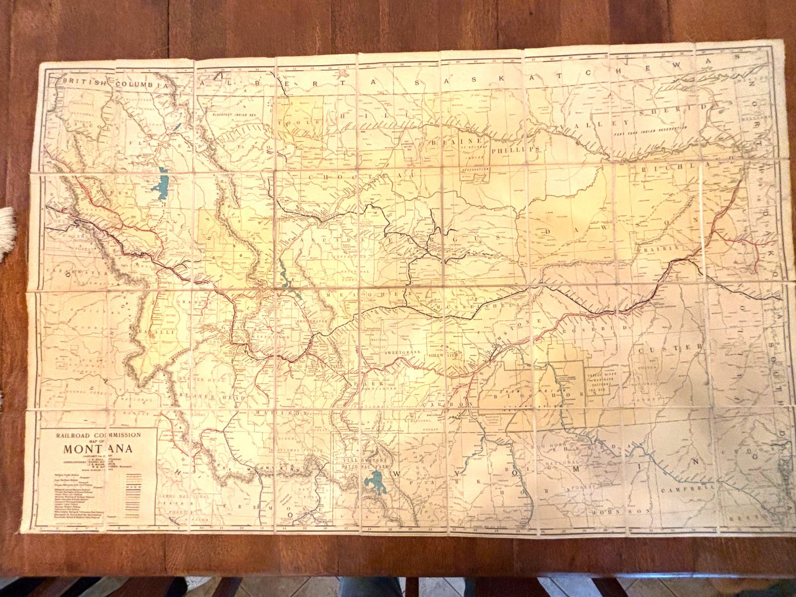 Antique Case Montana Railroad Commission Map of January 1st, 1917