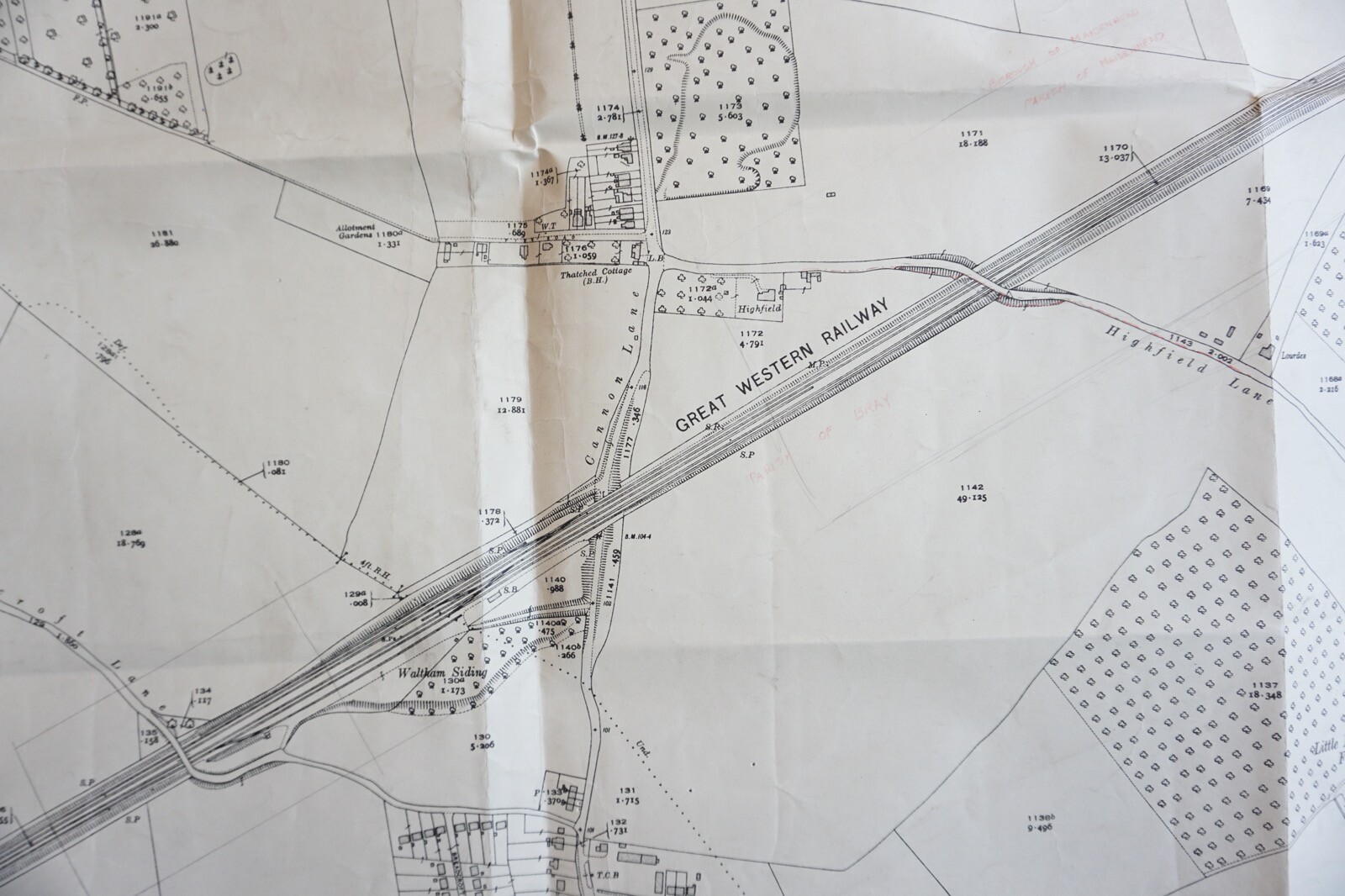 1932 Wolley Green Tittle Row GWR Great Western Railway OS Railway Map