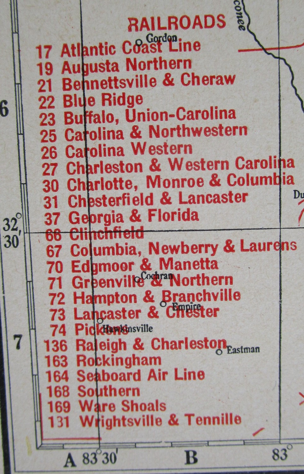 PA SC 1942 PENNSYLVANIA State RAILROAD Map. CORNWALL RR or SOUTH CAROLINA Map