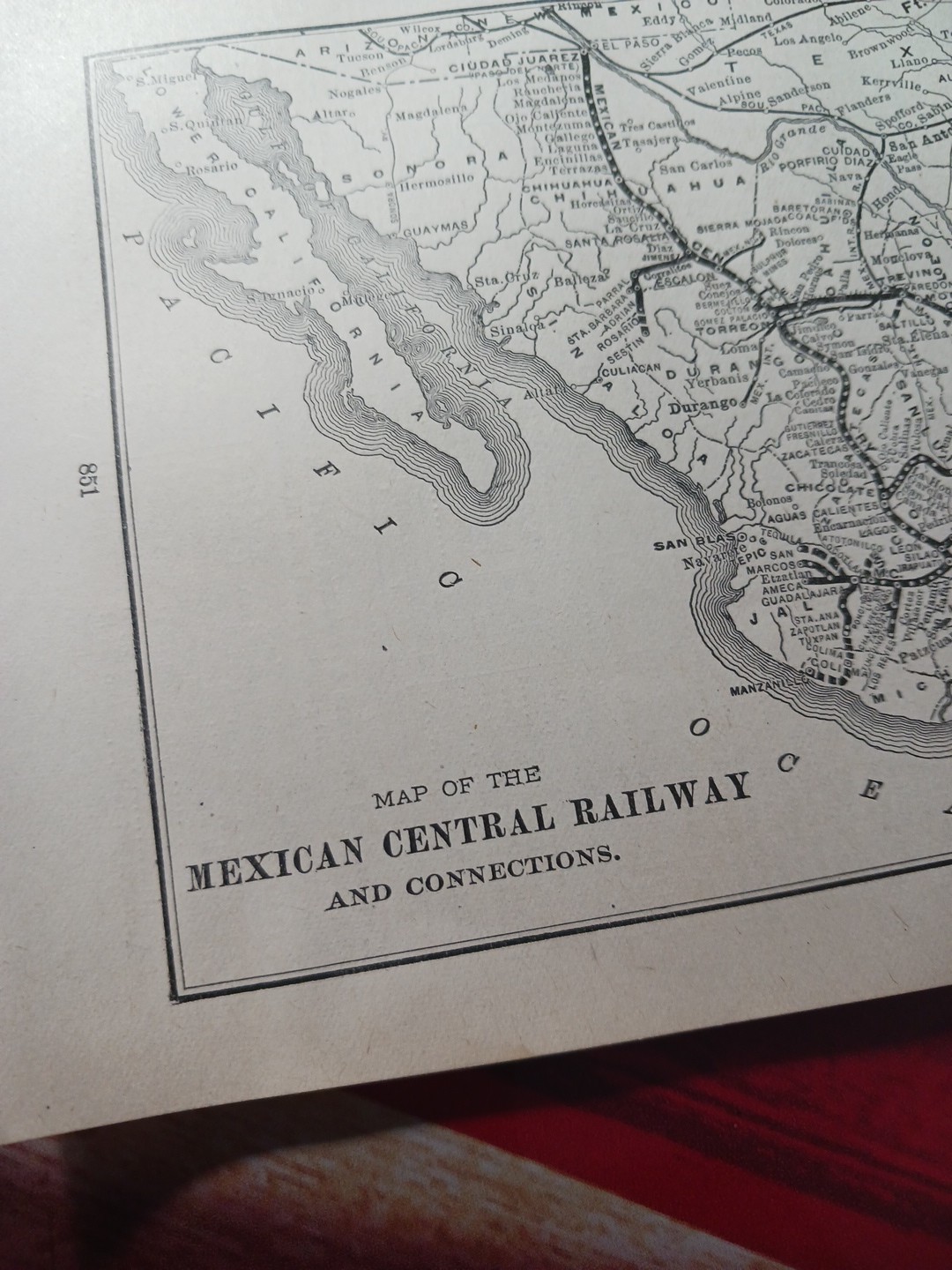 1905 Train Route Map MEXICAN CENTRAL RAILWAY Tampico Trevino Mexico Railroad