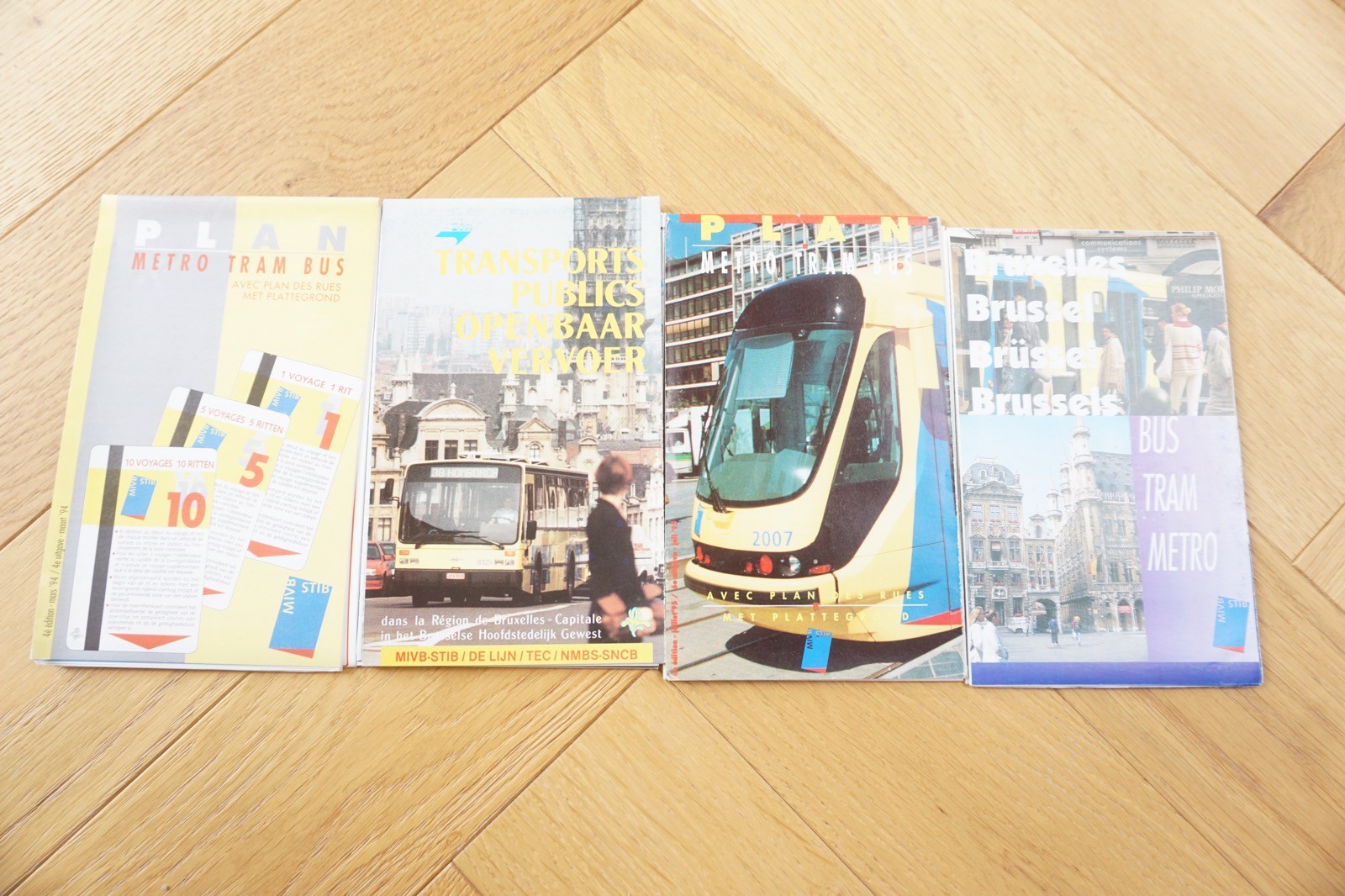 1990s Belgium Brussels Tram Tramways Railway Bus Map x4