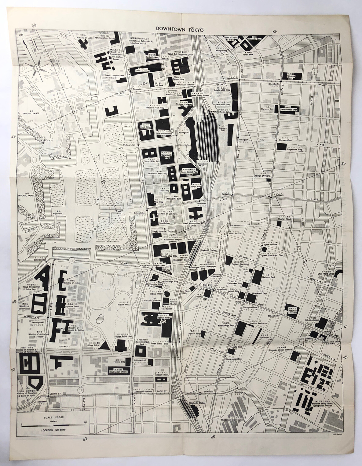 Vintage 1967 RAILWAY MAP OF TOKYO & VICINITY + DOWNTOWN CITY Japan Subway Train