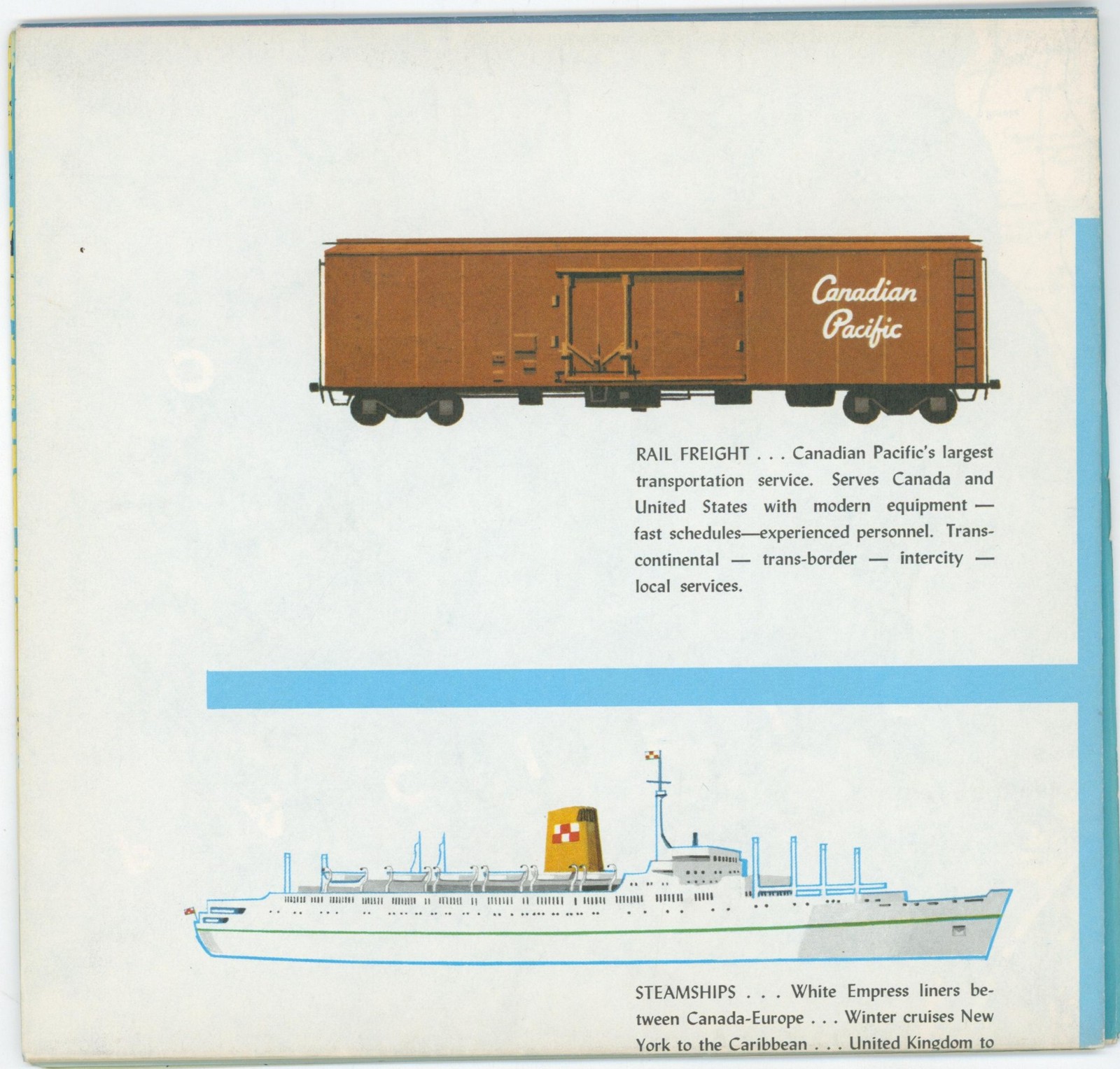 1969 Canadian Pacific Railways (CP)All Services Wall Map Train Steamship Air CAN