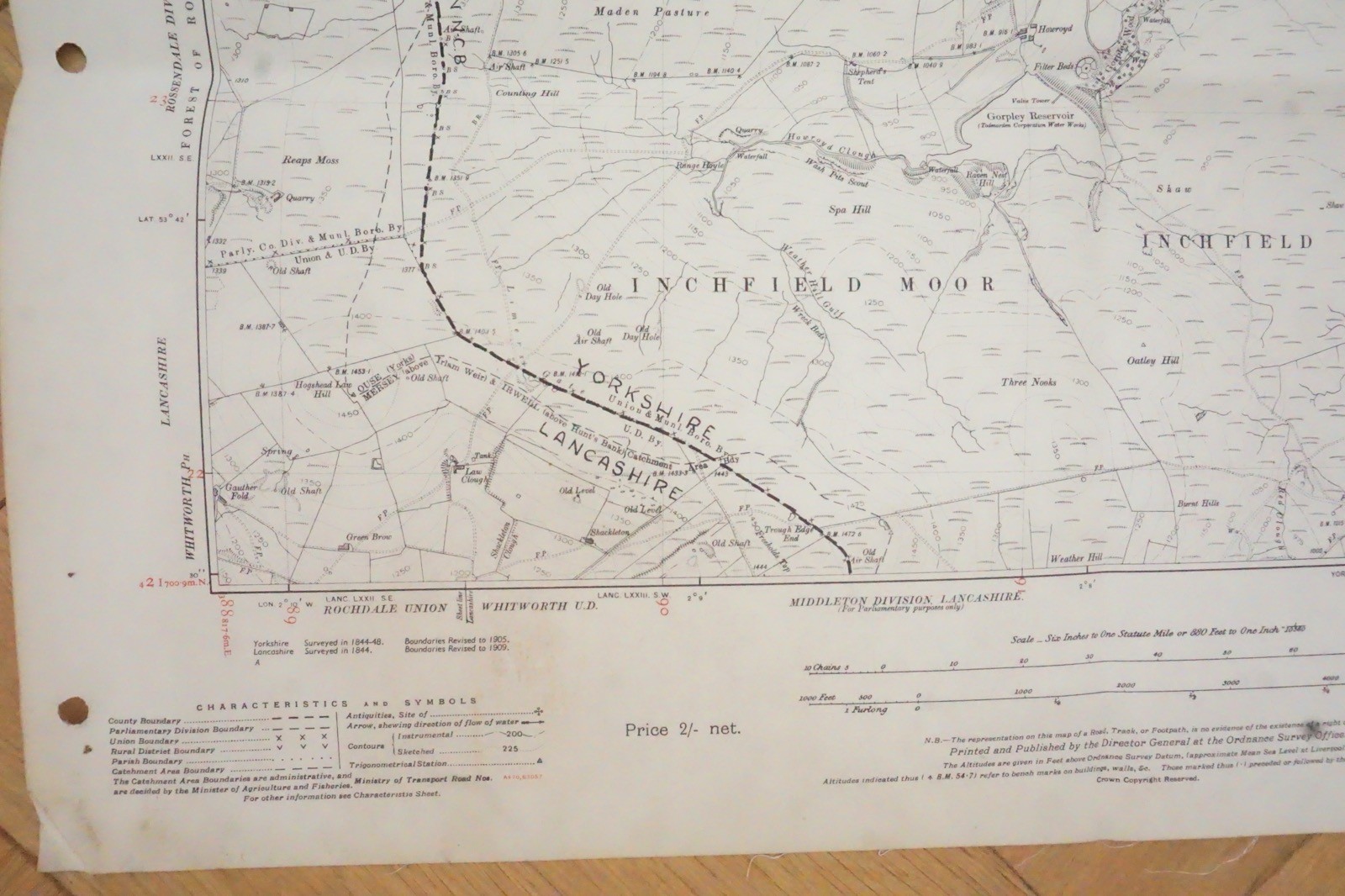 1938 Errington Eastwood Blackshaw Yorkshire LMS Railway OS Linen Map Ref 53 *