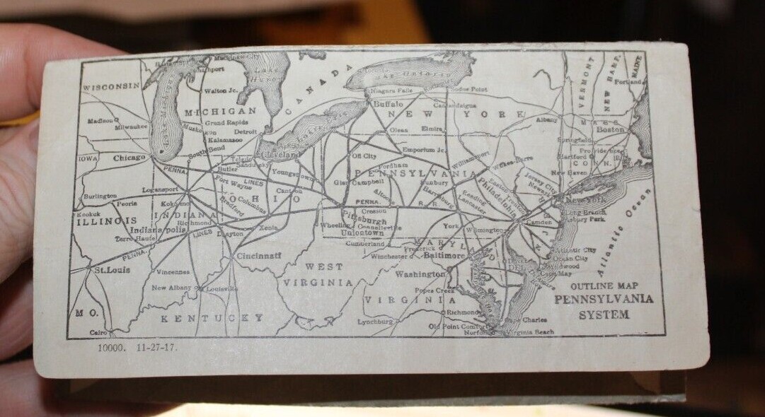 St. Louisan & New Yorker Penn System Railroad map Ticket Envelope 1917
