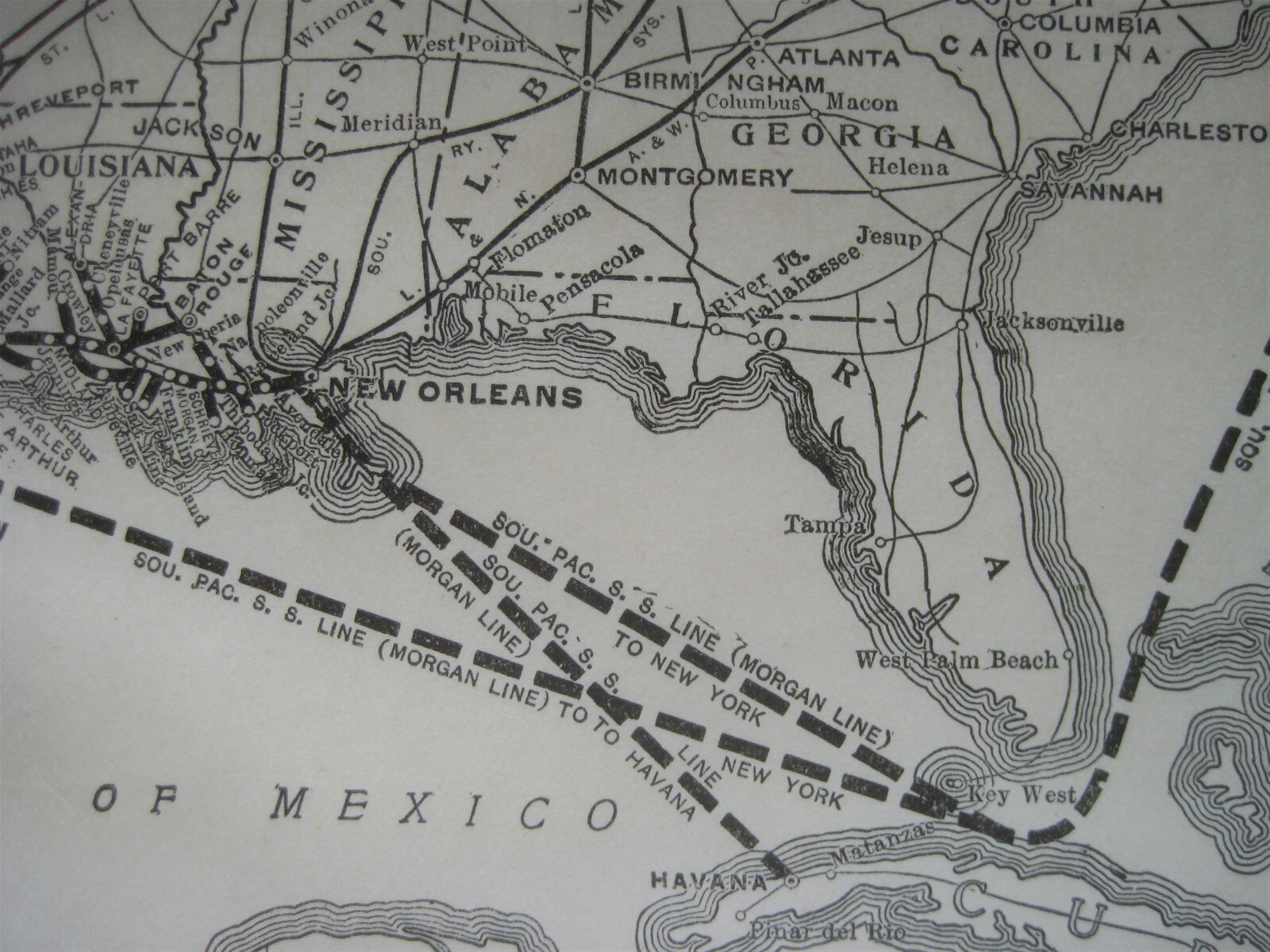 Original 1923 Railroad Steamship Map SOUTHERN PACIFIC LINES AND CONNECTIONS