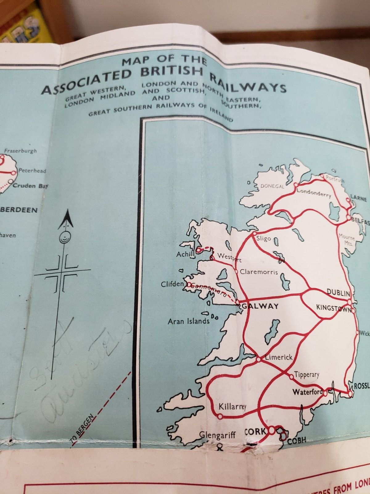Railway Map of Great Britain & Ireland Associated British Railways (no date)