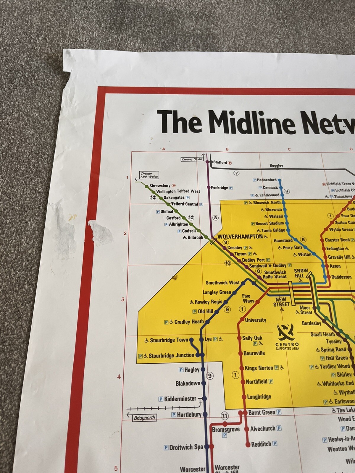 Rare 1990’s The Midline Network CENTRO Railway Station Route Map Poster