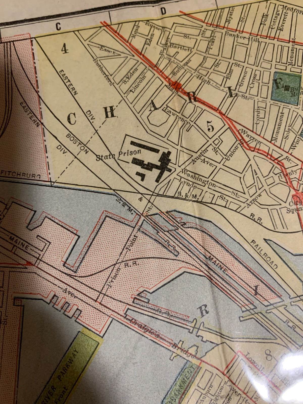 Antique Original Boston Pocket Folding Map Circa 1900