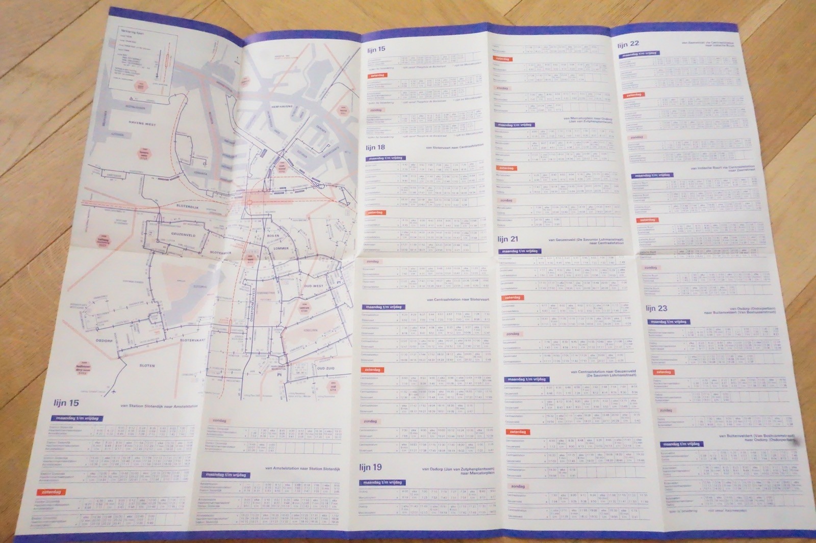 1987 Amsterdam Netherlands GVB Bus Tram Route Map