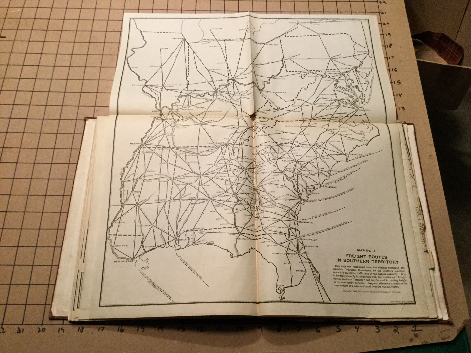 Vintage Map — RAILWAY — 1913 — #11 FREIGHT ROUTES IN SOUTHERN TERRITORY