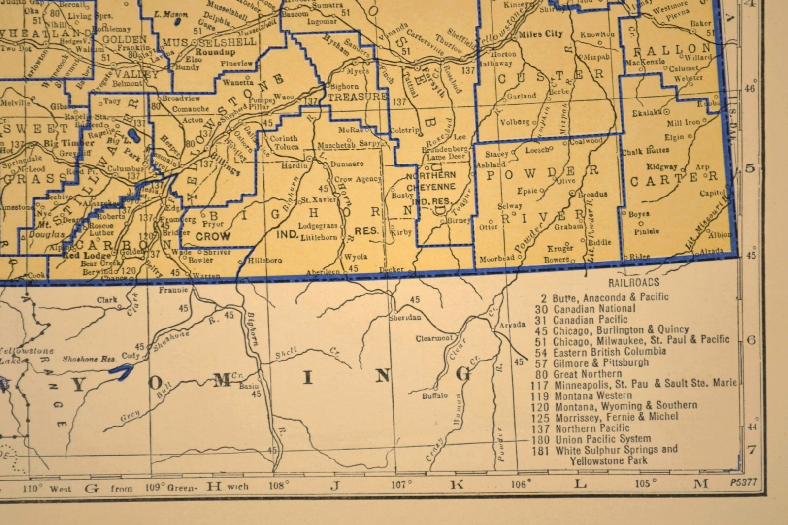 ca1938 MONTANA Railroad Map Depot Towns CMSP&P RR Historic Original Atlas Map