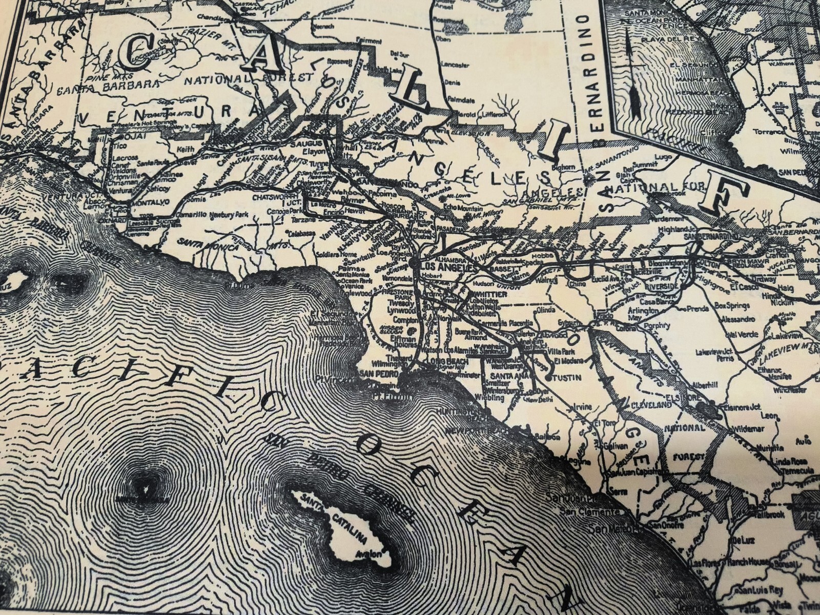 1918 Southern Pacific Railroad Los Angeles Division Map Wall Poster Decor