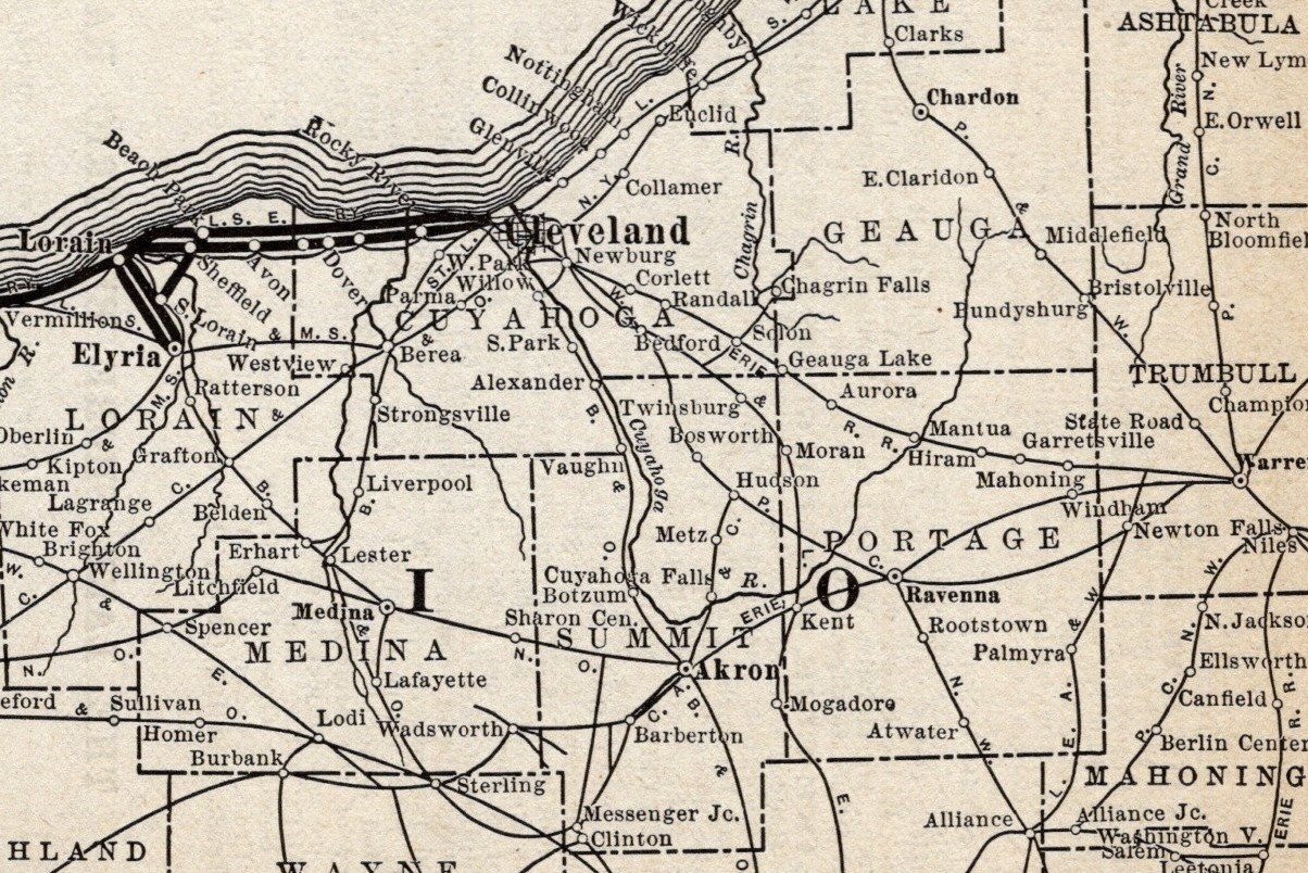 1909 Antique Lake Shore Electric Railway System Map Ohio Railroad Map 3093