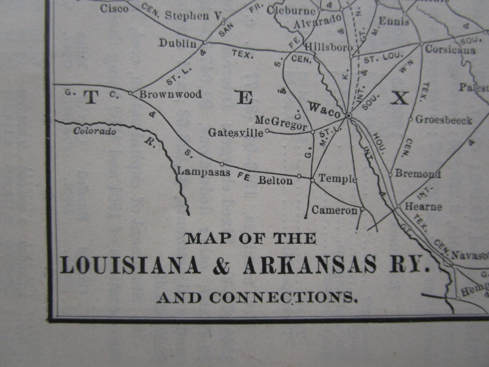 Antique 1904 LOUISIANA & ARKANSAS Railway System Map from 19O4 Poor’s INDIAN TER