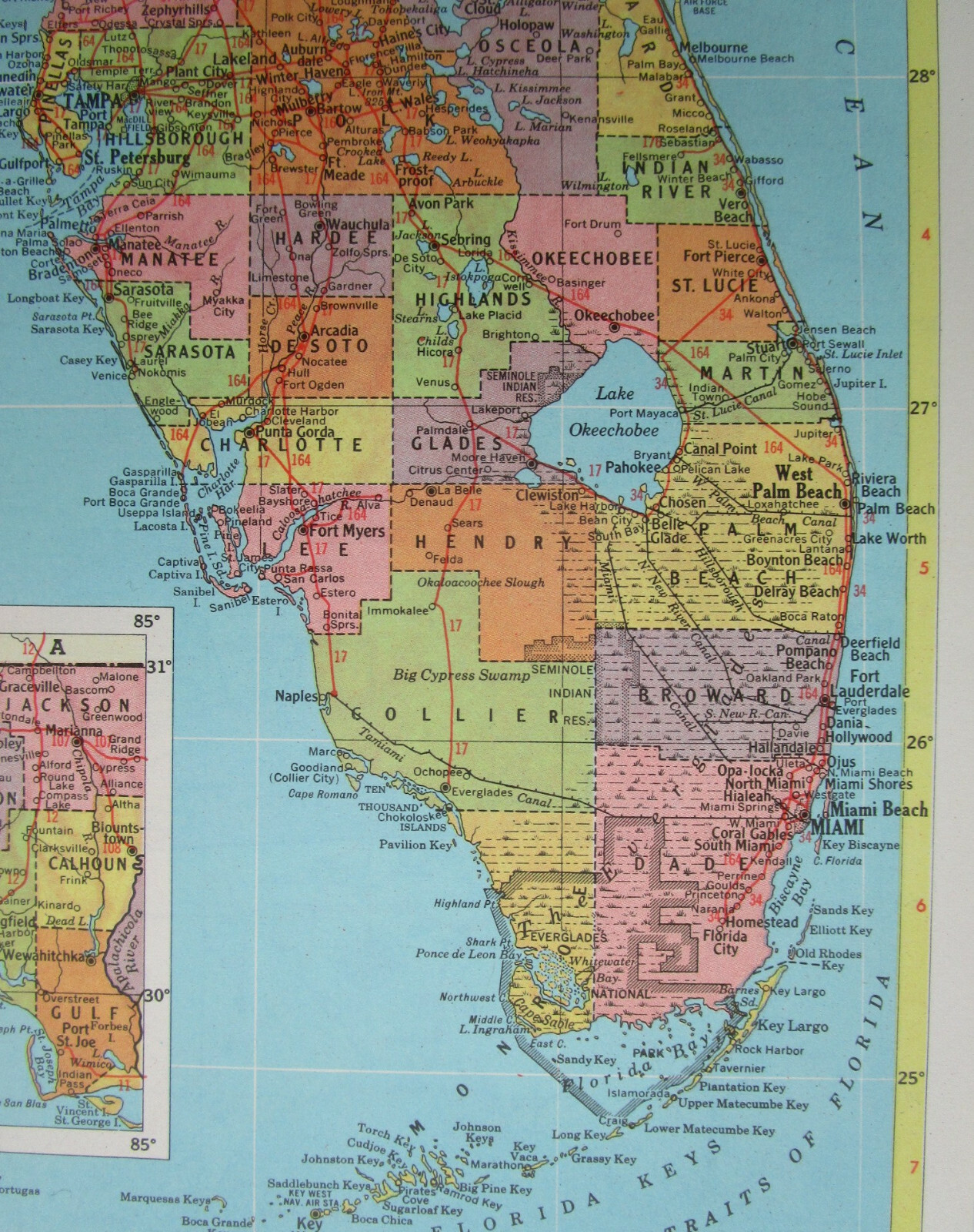 FL GA Vtg 1959 FLORIDA RAILROAD Map. MARIANNA & BLOUNTSTOWN RR ~or~ GEORGIA